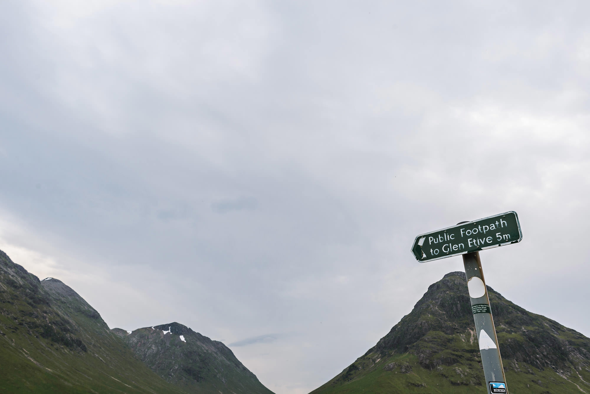 Glen Etive Sign in Scotland Highlands