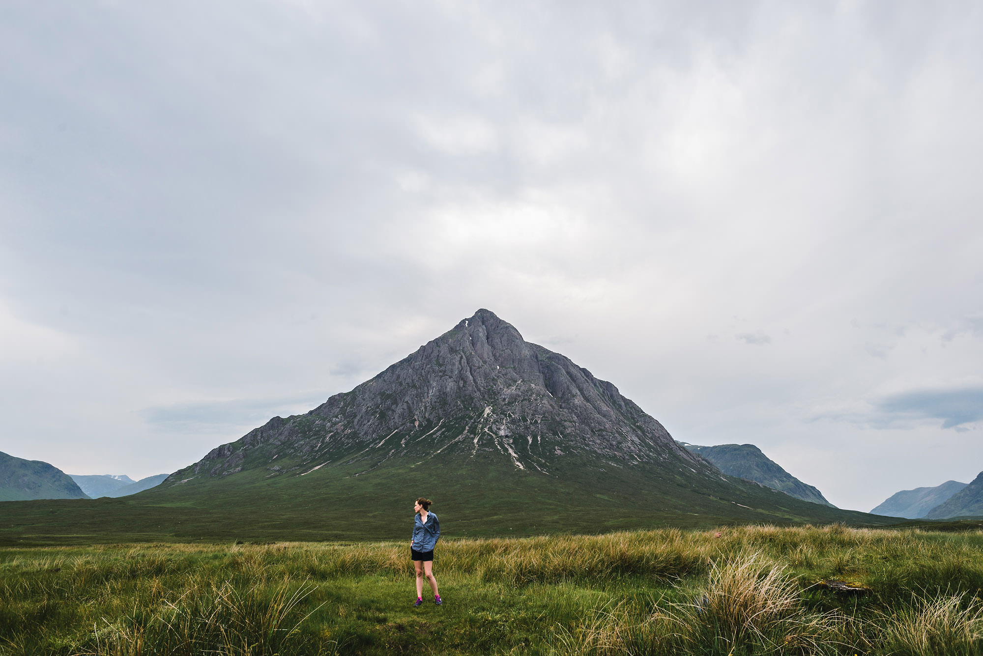 woman posing at scottish mountain