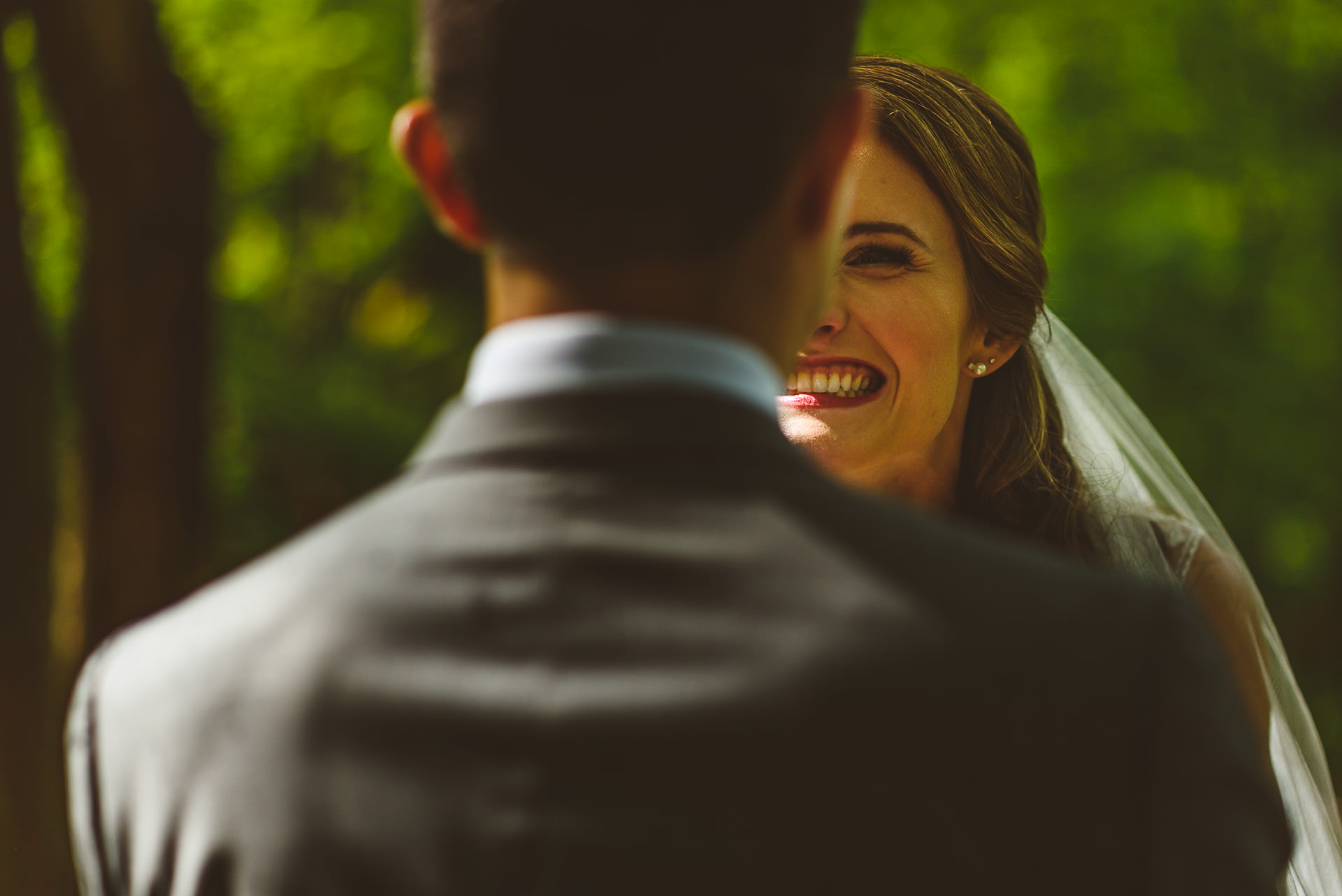 Smiling Hamilton Bride at first look