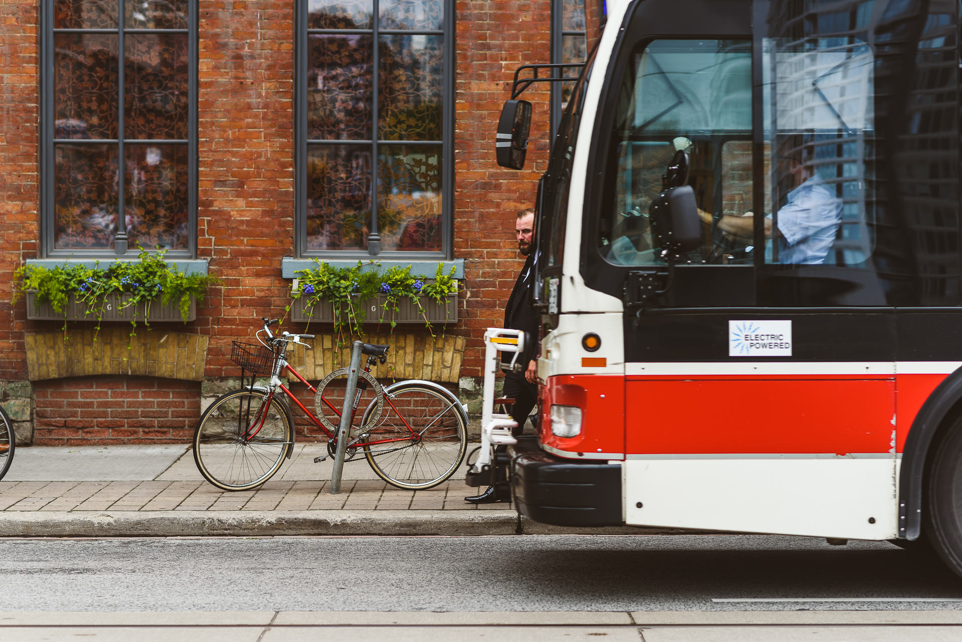 Groom hidden by TTC bus